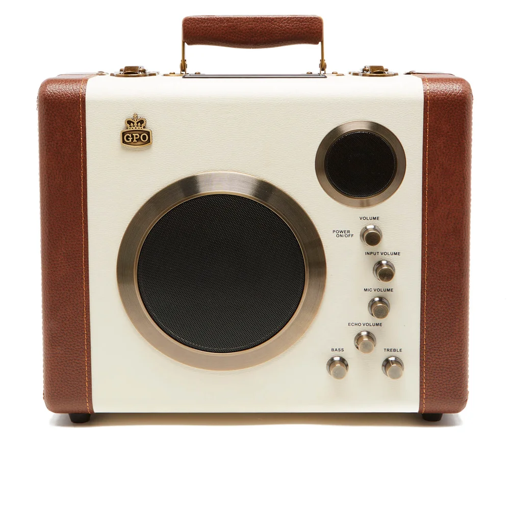 GPO Retro Manga Bluetooth Speaker and Guitar Amp - Cream/Tan Image 1