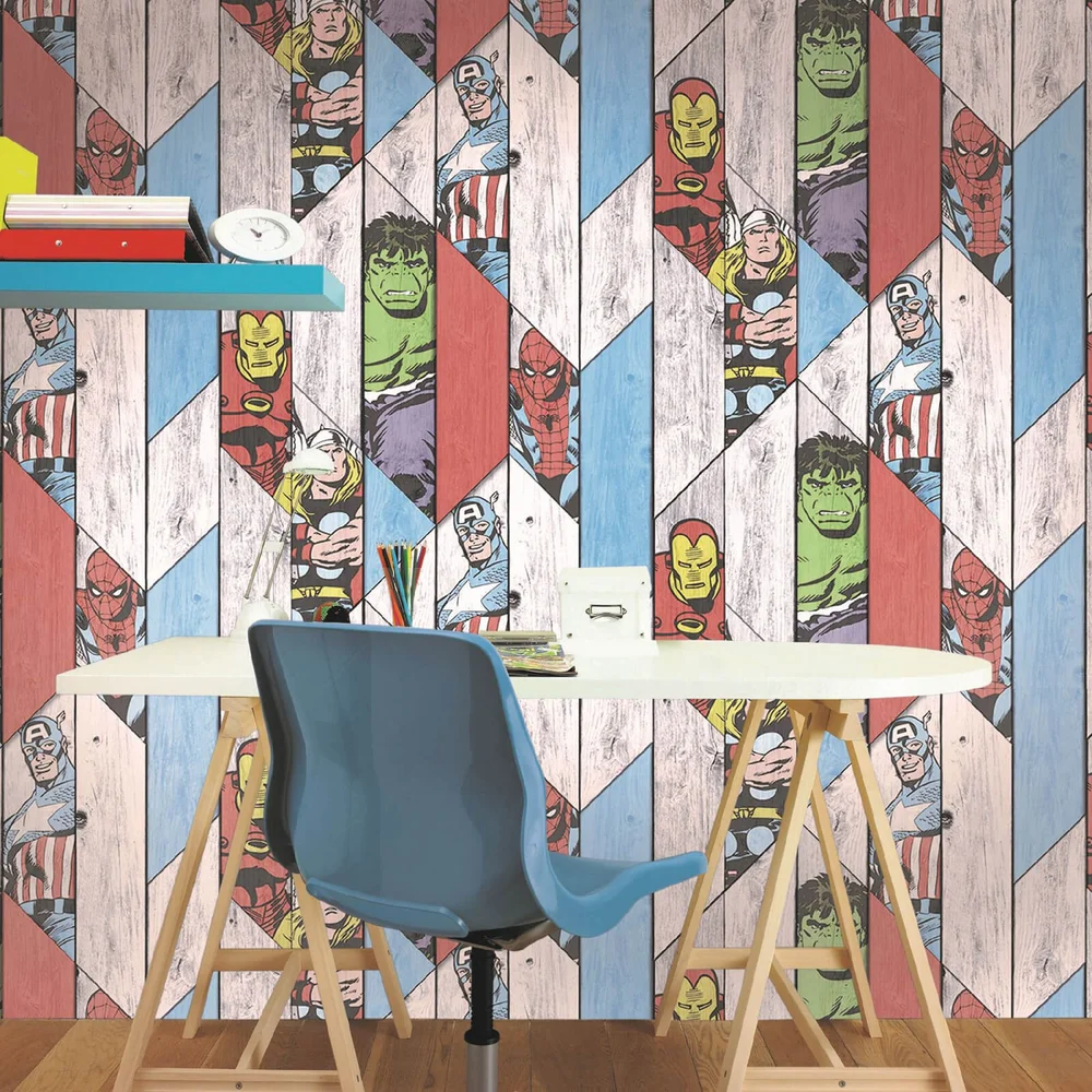 Marvel Wood Panel Wallpaper Image 1