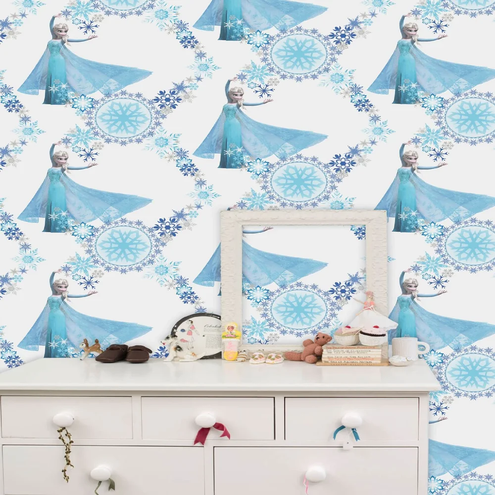 Disney Frozen Elsa Snow Queen Snowflake Blue White Wallpaper Image 1