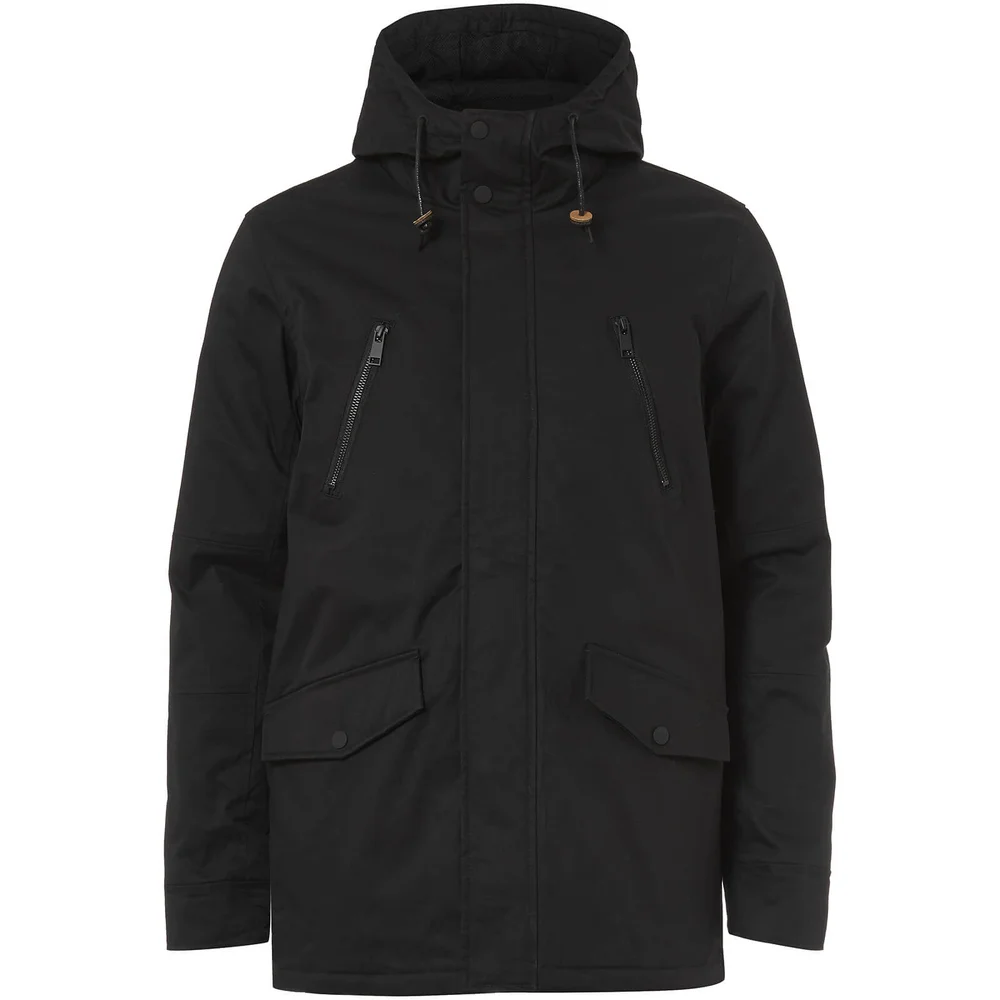 Brave Soul Men's Fingland Coated Parka Jacket - Navy - S - Blue Image 1