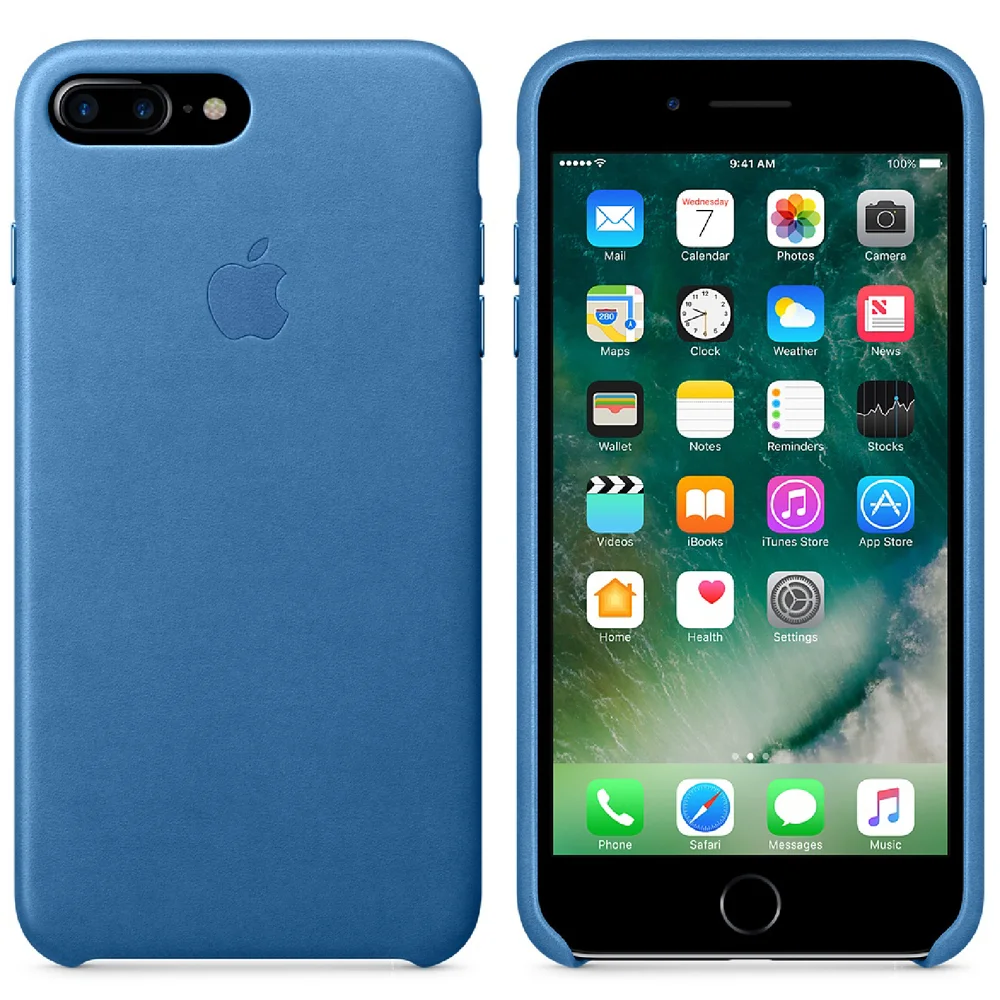 Apple iPhone 7 Plus Leather Case - Sea Blue Image 1