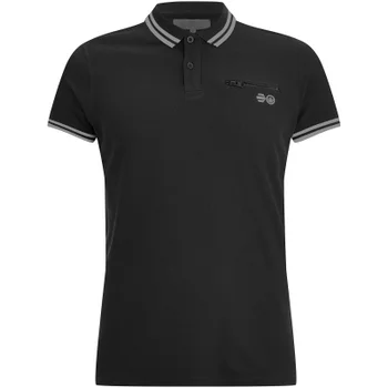 Crosshatch Men's Crazer Tipped Pique Polo Shirt - Black