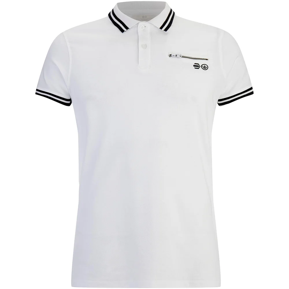 Crosshatch Men's Crazer Tipped Pique Polo Shirt - White - S - White Image 1