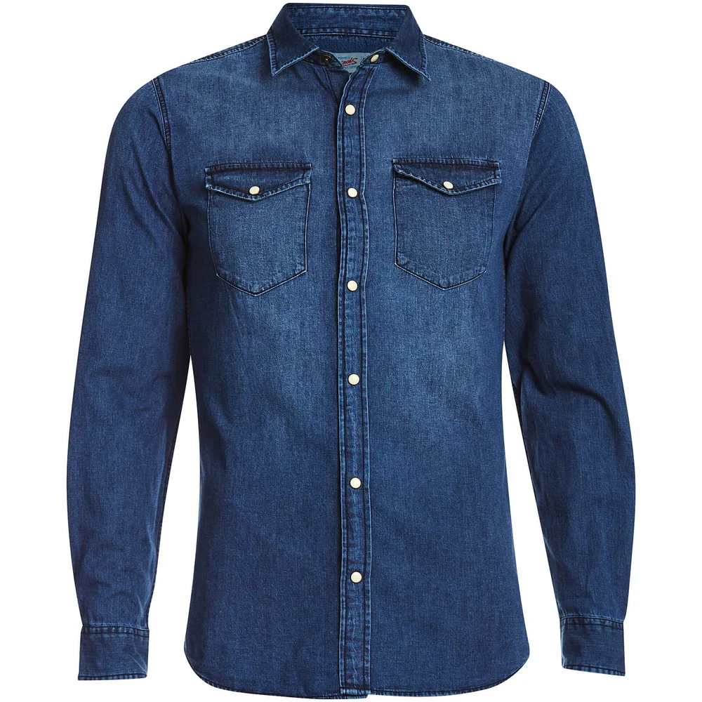 Jack & Jones Originals Men's Rone Denim Shirt - Dark Blue Denim - S - Blue Image 1