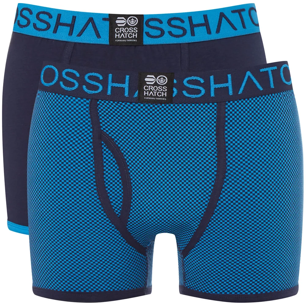 Crosshatch Men's 2 Pack Glowchex Boxer Shorts - Malibu Blue - S - Blue Image 1