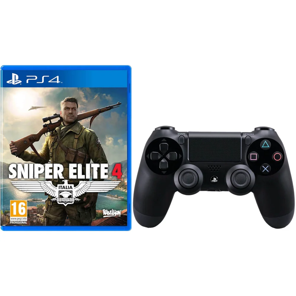 Sniper Elite 4 with Sony PlayStation 4 DualShock 4 Controller Black Image 1