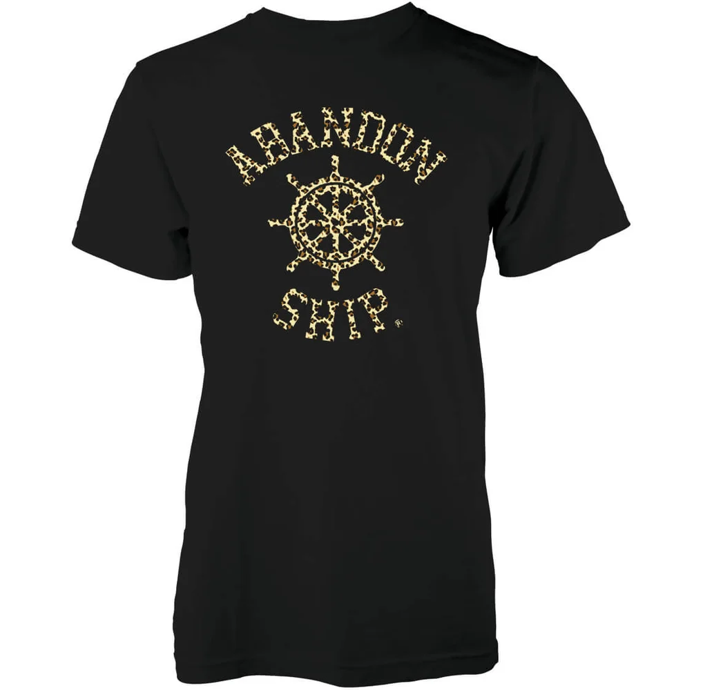 Abandon Ship Men's Leopard Print Wheel Logo T-Shirt - Black - S - Black Image 1