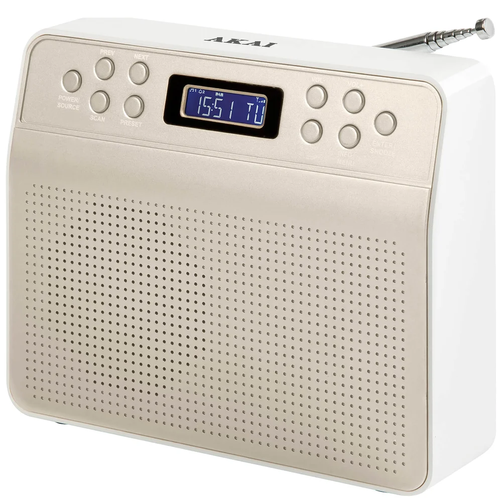 Akai DYNMX Portable DAB Radio with LCD Screen - Champagne Image 1