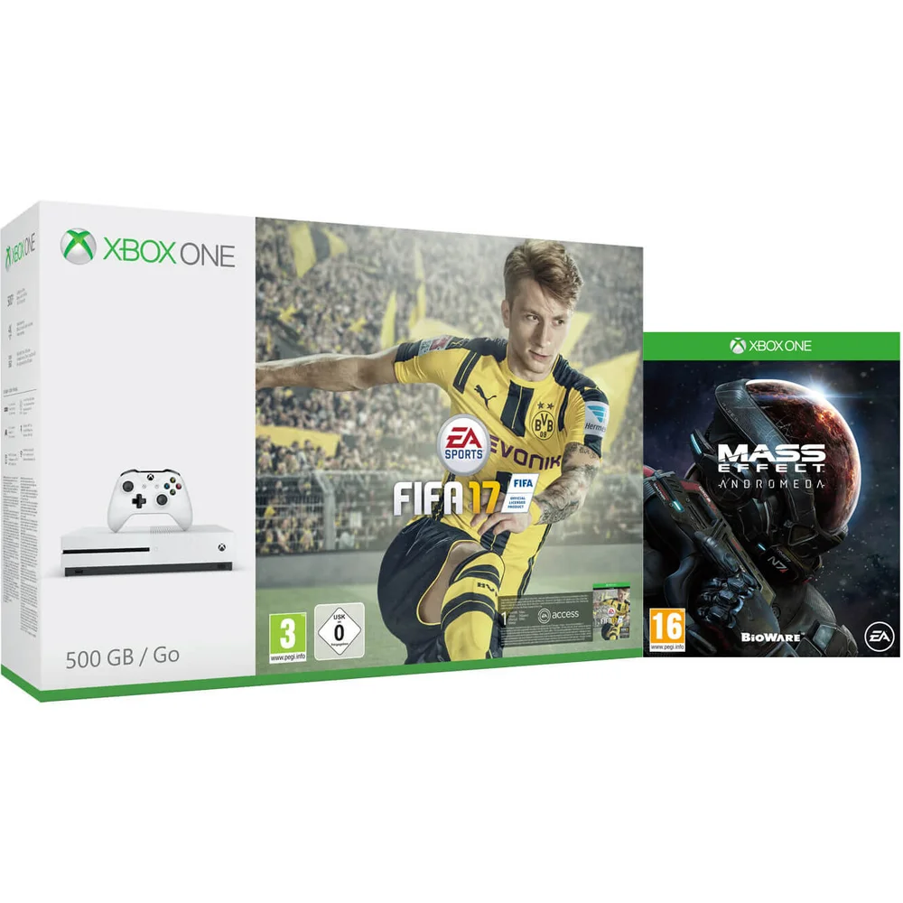 Xbox One S 500GB Console - Includes FIFA 17 & Mass Effect Andromeda Image 1