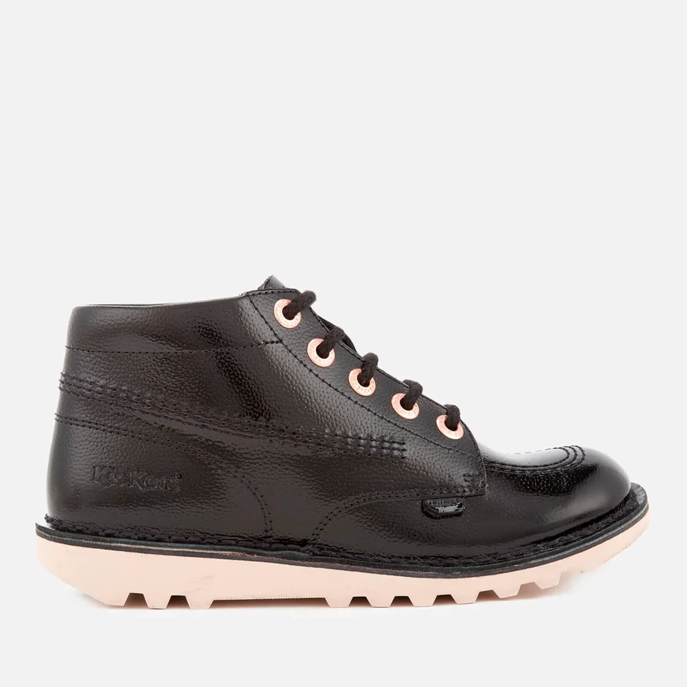 Kickers Kids' Kick Hi Patent Boots - Black/Rose Gold - 3 Image 1