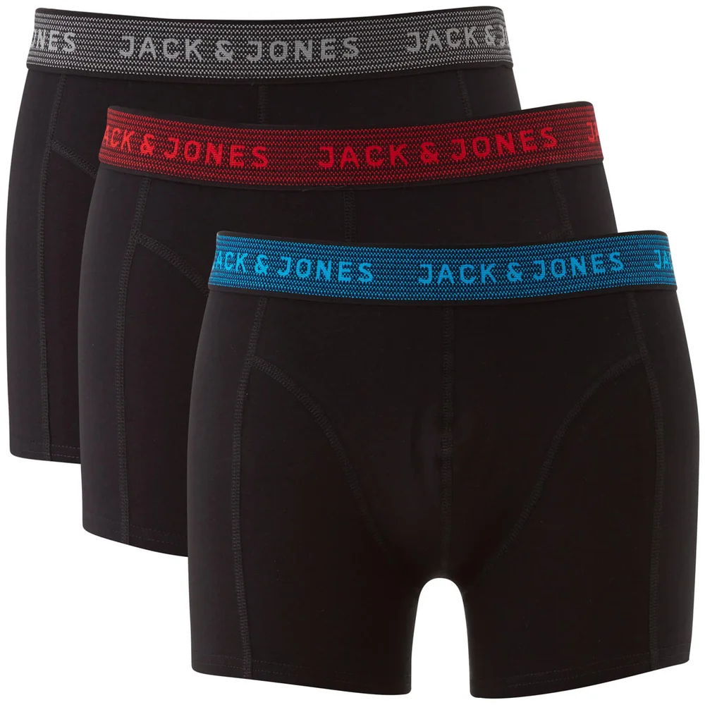 Jack & Jones Men's Waistband 3 Pack Trunks - Black - S Image 1