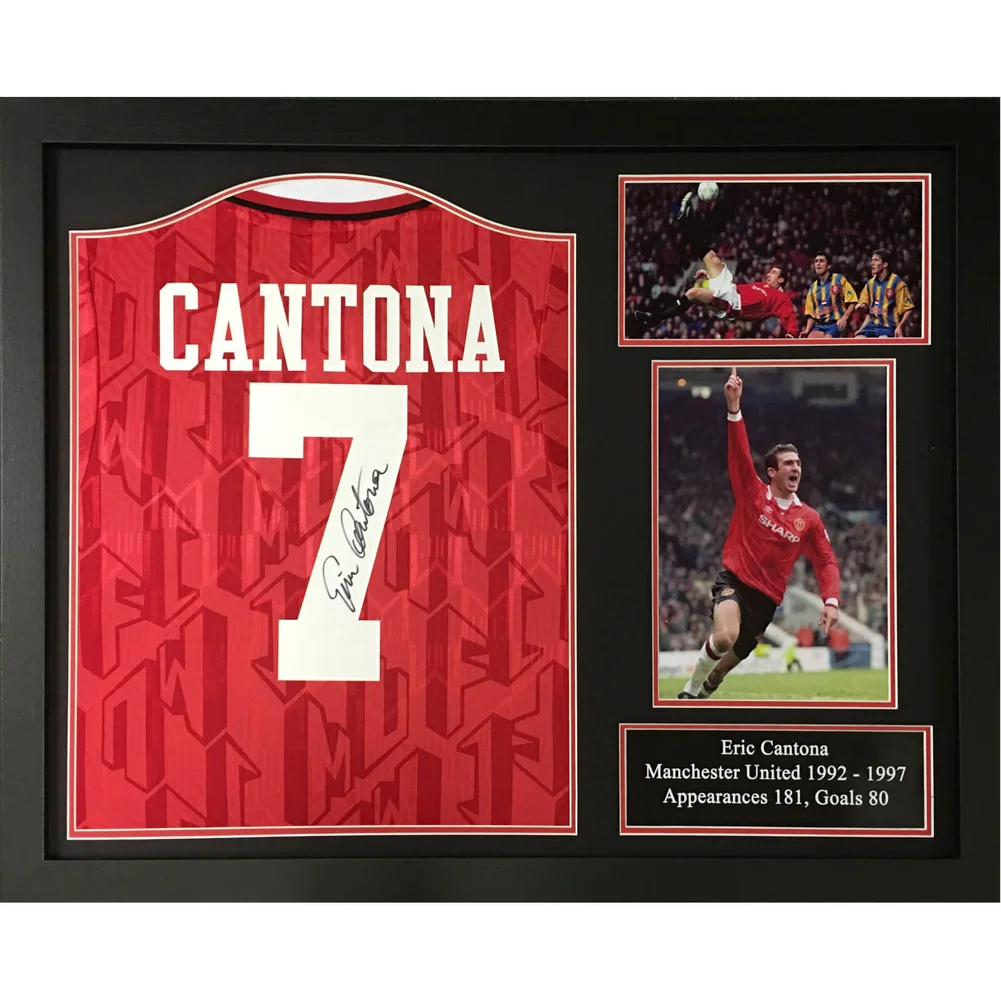Eric Cantona Signed and Framed Manchester United Shirt Image 1