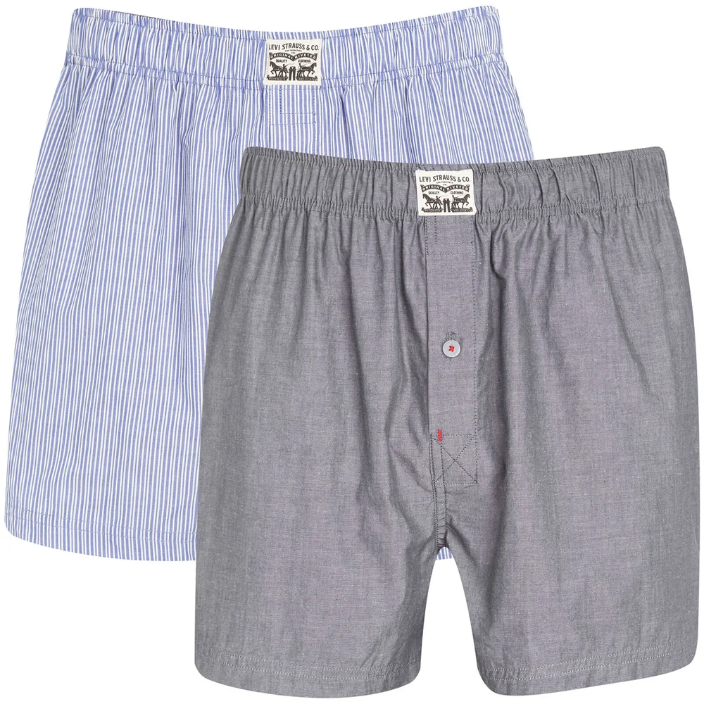 Levi's Men's 300LS 2-Pack Striped Chambray Woven Boxers - Blue Jeans - S - Blue Image 1