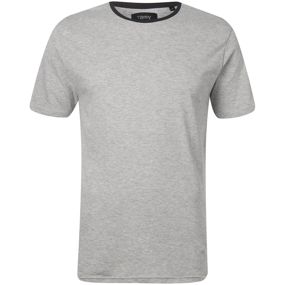 Troy Men's Elias Ringer T-Shirt - Light Grey Marl - S Image 1