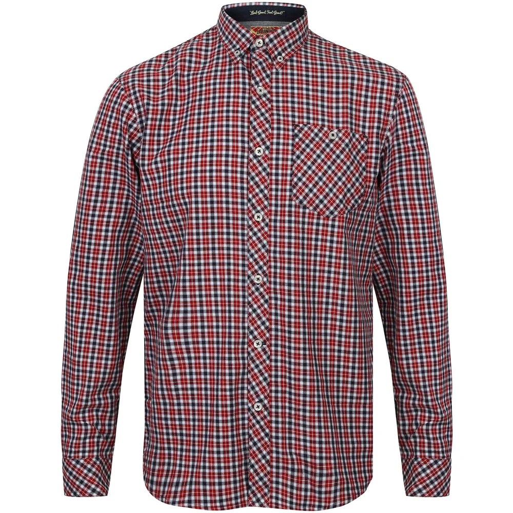 Tokyo Laundry Men's Sicily Checked Long Sleeve Shirt - Tango Red - S - Red Image 1