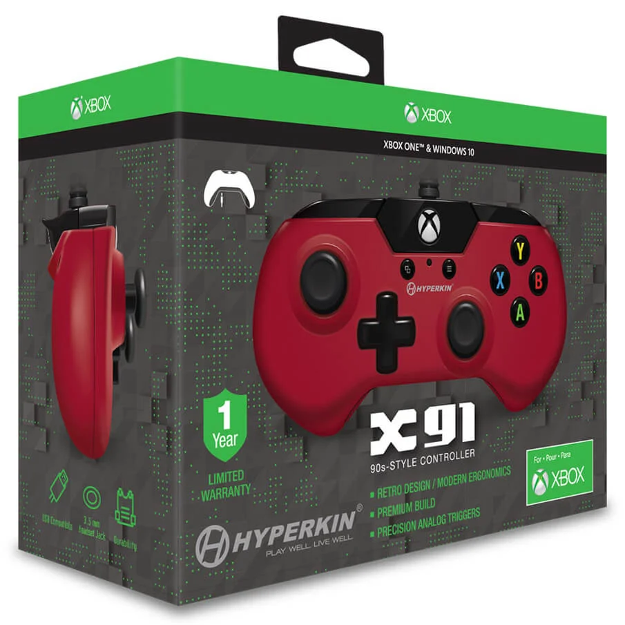 Licensed X91 90's Style Controller XBOX 1 & PC Controller - Red Image 1