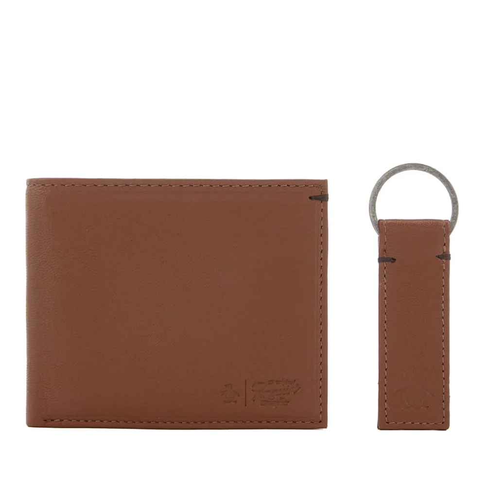 Original Penguin Men's Leather Wallet and Keyring Set - Tan Image 1