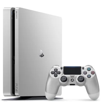 Sony PlayStation 4 Slim 500GB Console with Two DualShock 4 Controllers - Silver Image 1