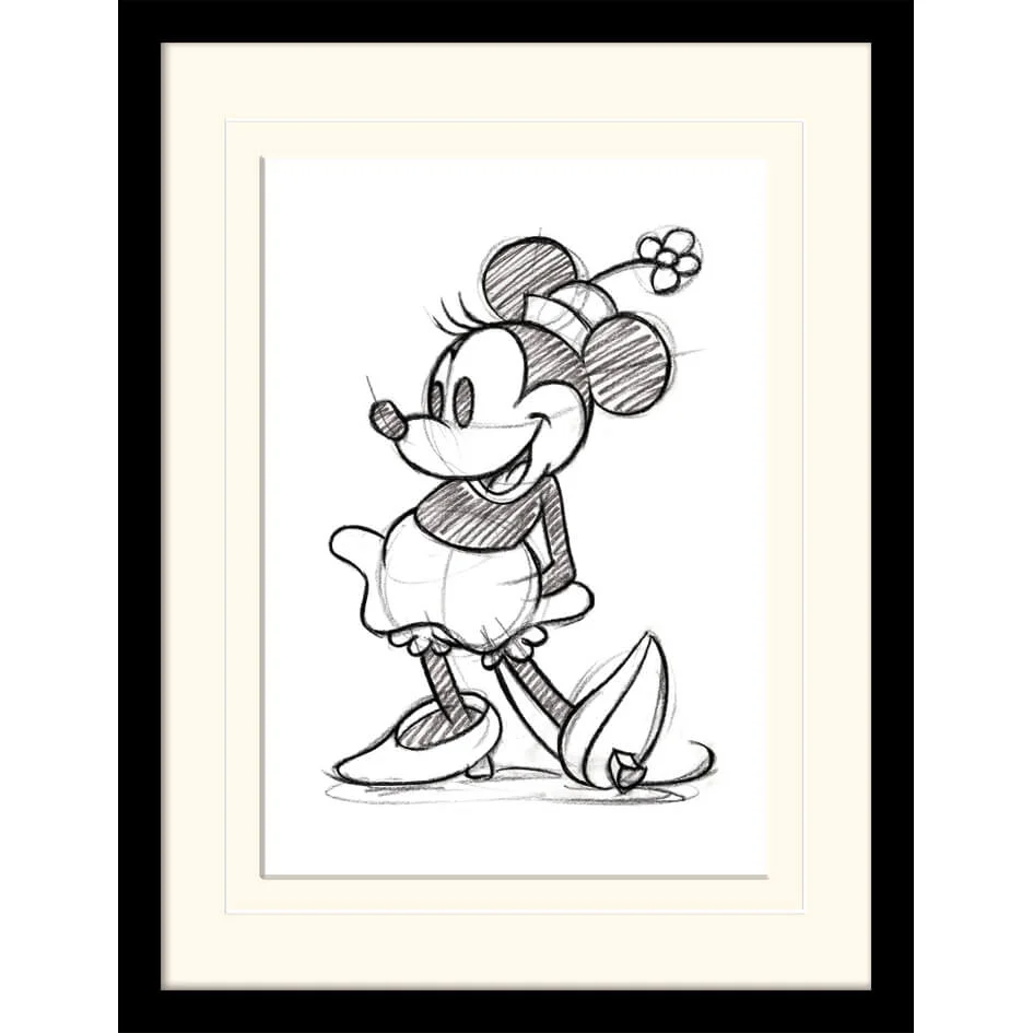 Minnie Mouse Sketched Single Mounted 30 x 40cm Print Image 1