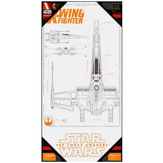 Star Wars Episode VII Glass Poster - X-Wing Fighter (50 x 25cm) Image 1