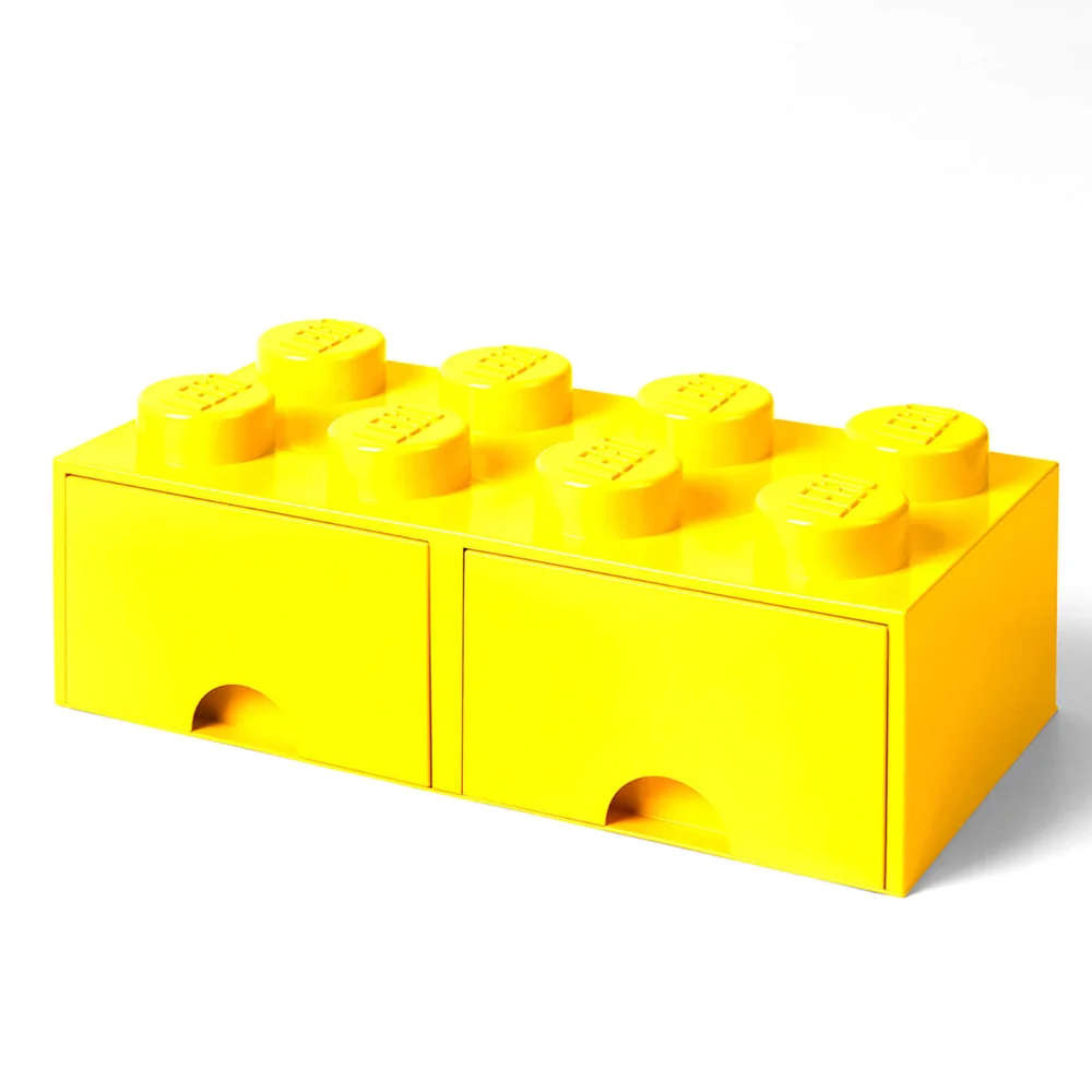 LEGO Storage 8 Knob Brick - 2 Drawers (Bright Yellow) Image 1
