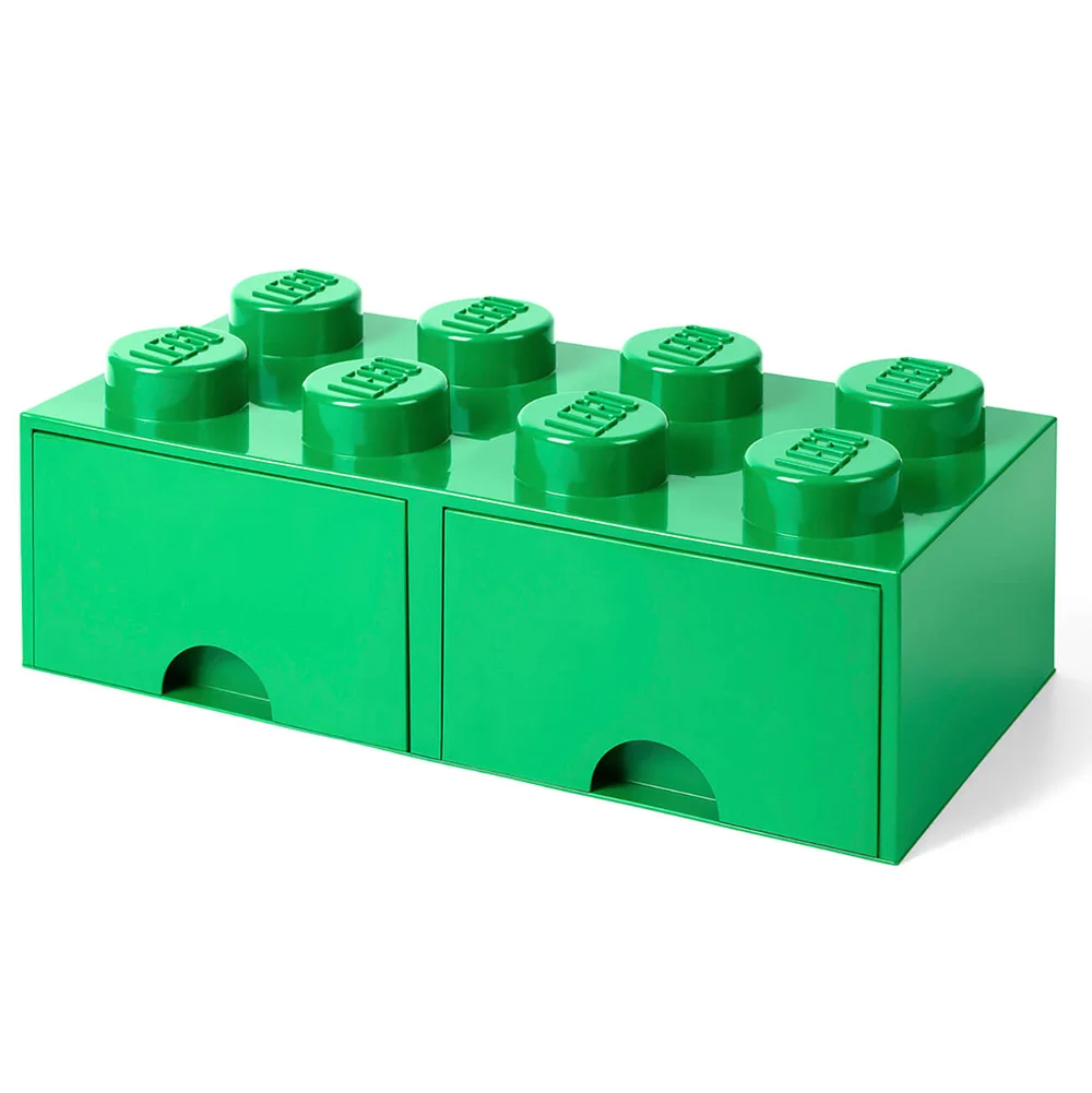 LEGO Storage 8 Knob Brick - 2 Drawers (Dark Green) Image 1