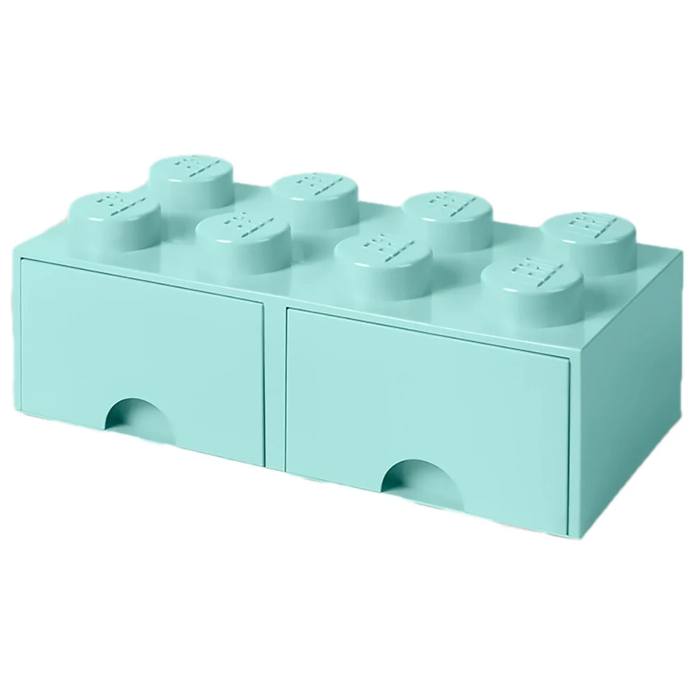 LEGO Storage 8 Knob Brick - 2 Drawers (Aqua Light Blue) Image 1