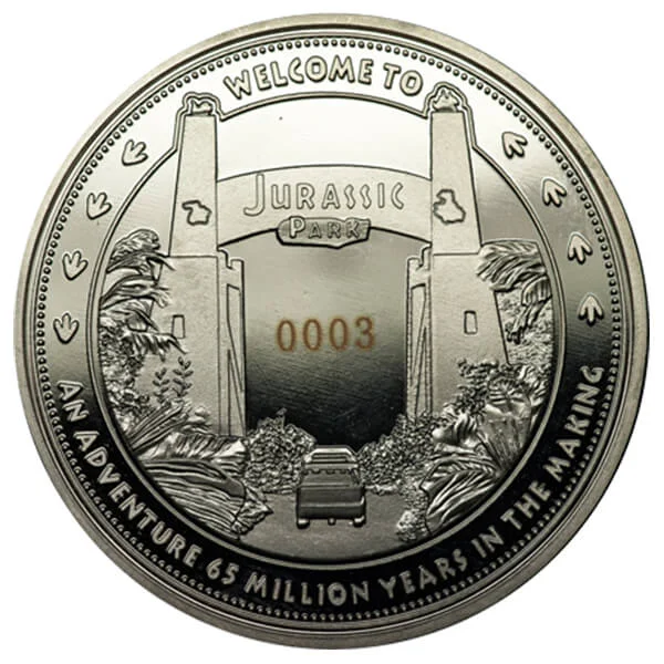 Jurassic Park 'Welcome To' Collector’s Limited Edition Coin: Silver Variant – Zavvi Exclusive Image 1