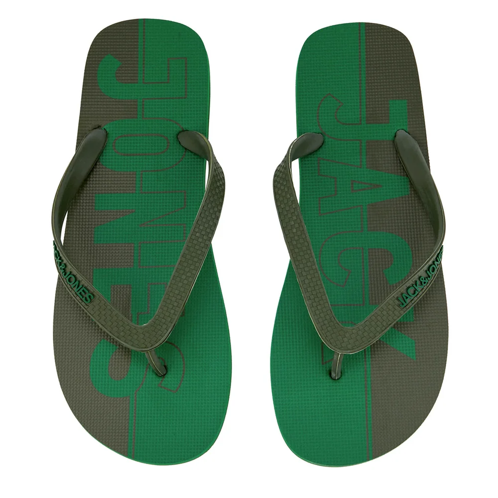 Jack & Jones Men's Logo Flip Flops - Amazon/Rifle Green - UK 6-7/EU 40-41 - Green Image 1