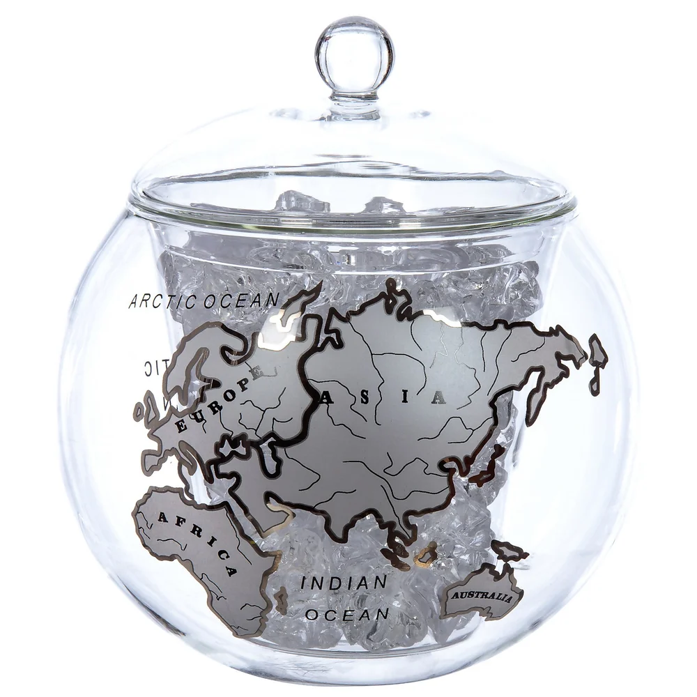 Globe Ice Bucket with Silver Map Image 1
