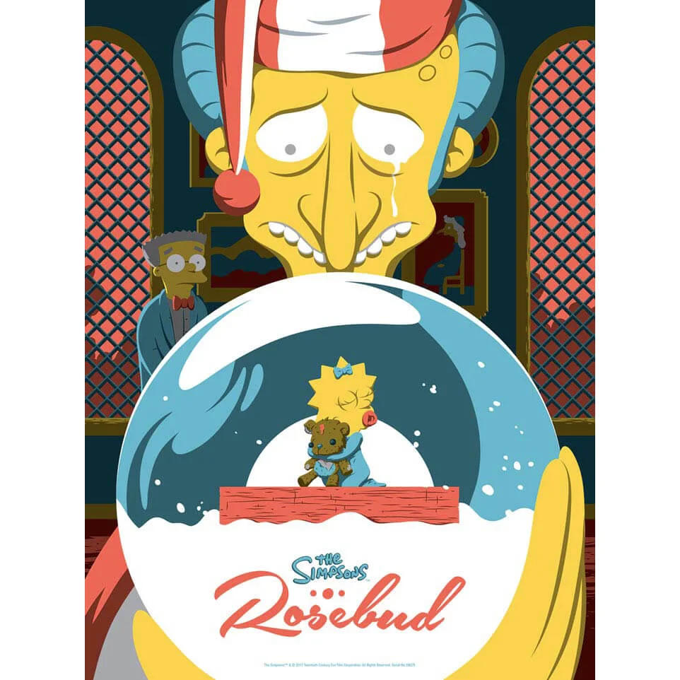 The Simpsons Rosebud Variant Silkscreen Print by Acme Archives Artist Florey (18 x 24 Inch) Limited to 100 - Zavvi UK Exclusive Image 1