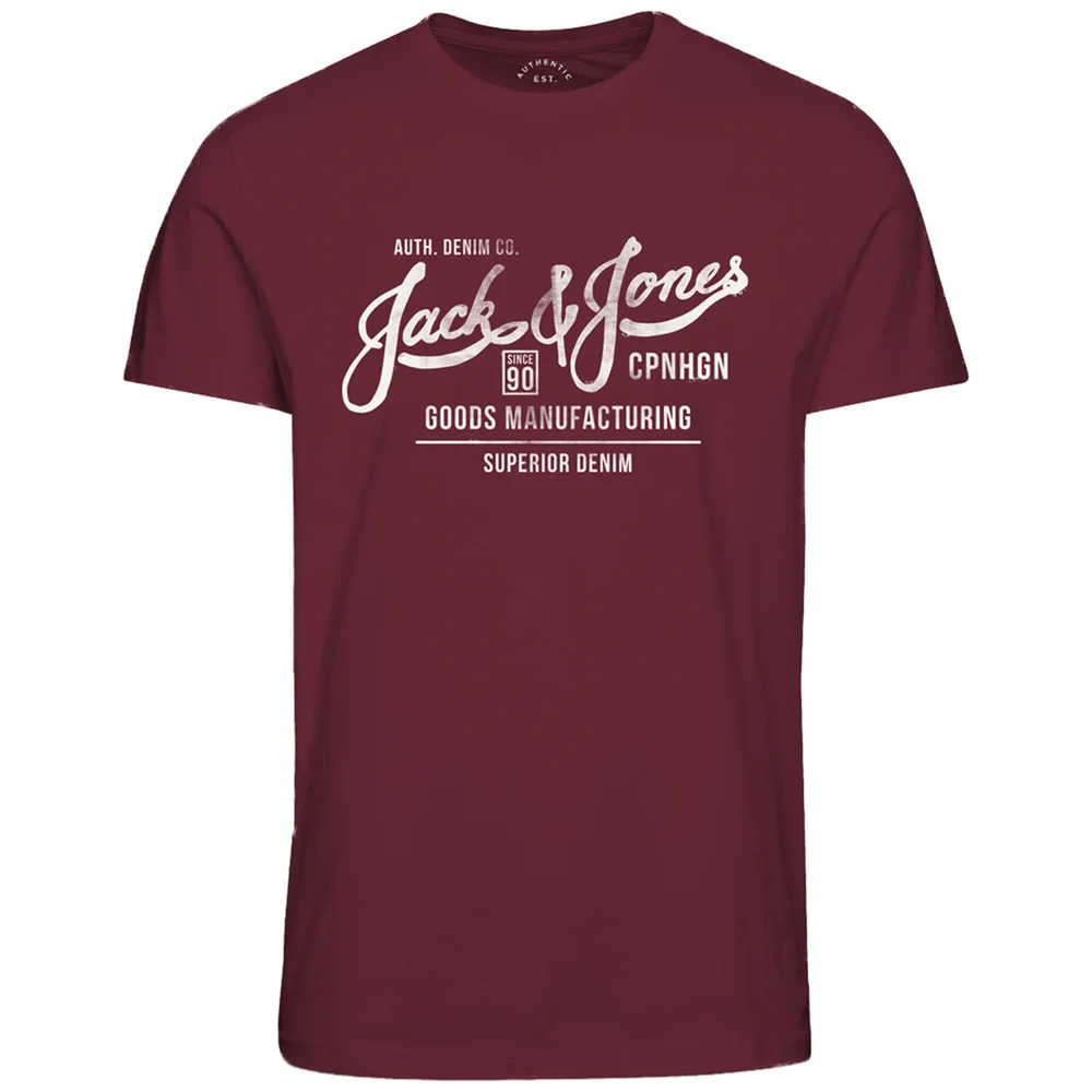 Jack & Jones Originals Men's Slack T-Shirt - Cordovan - S - Burgundy Image 1
