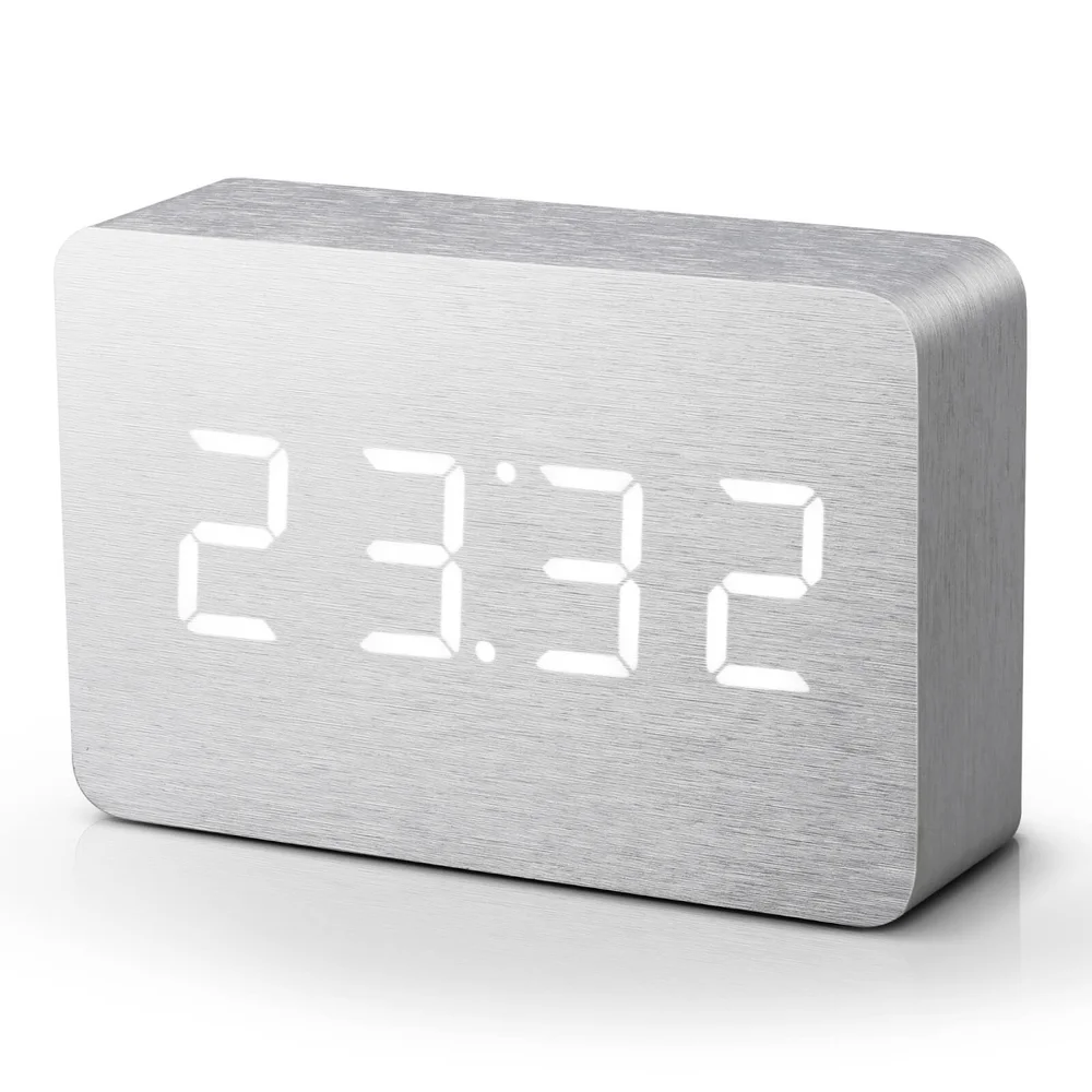 Gingko Brick Click Clock - Aluminium Image 1