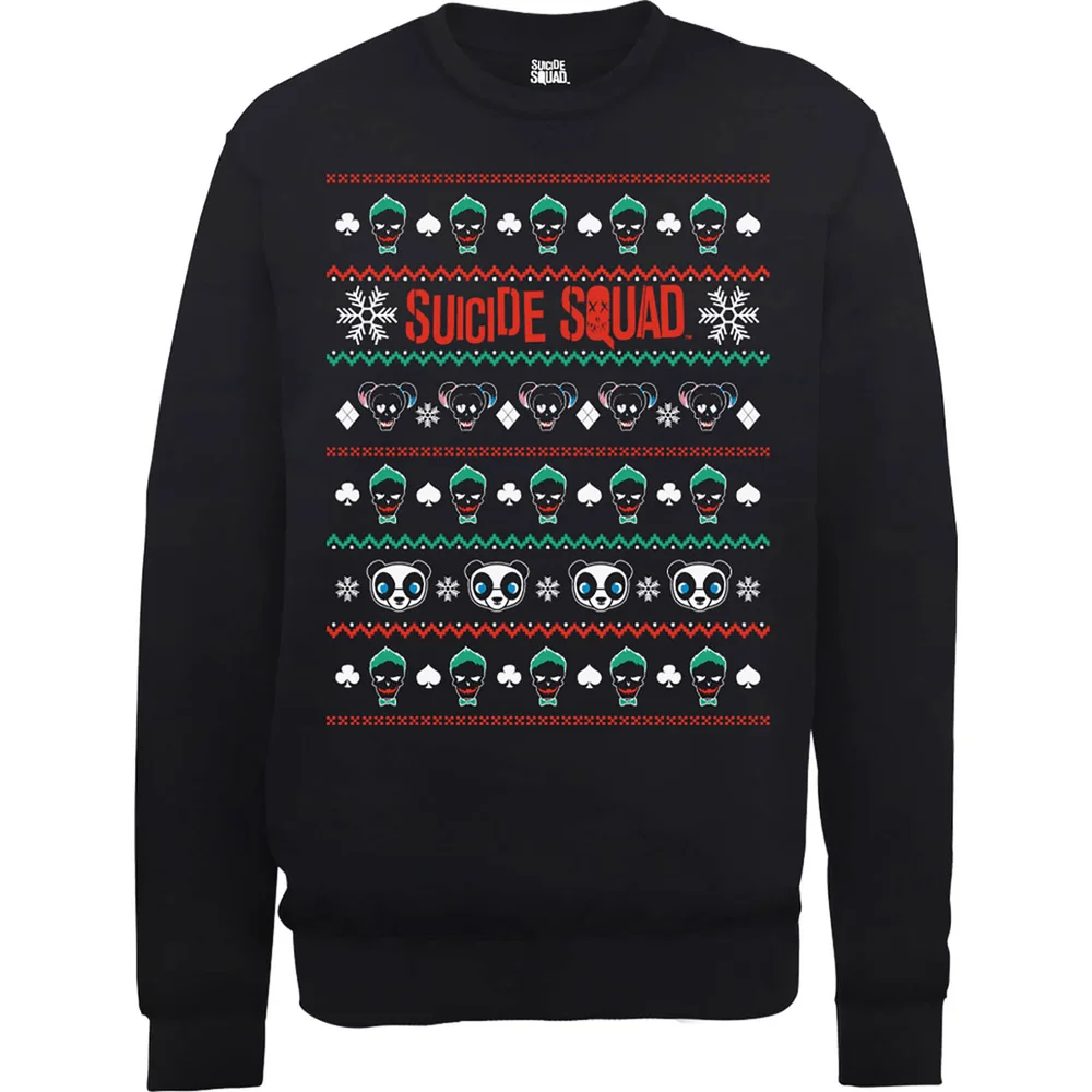 DC Comics Suicide Squad Character Faces Black Christmas Jumper - XXL Image 1