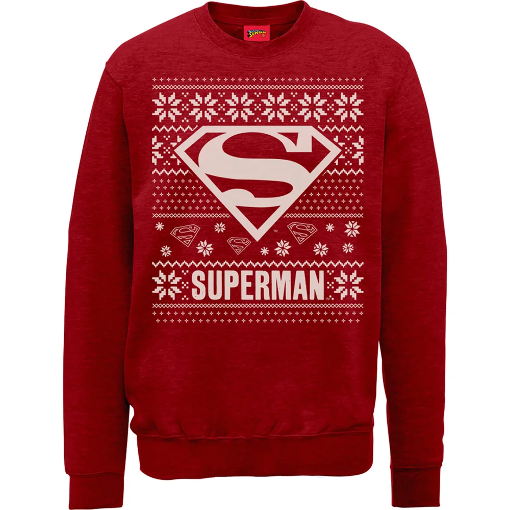 DC Superman Christmas Knit Logo Red Christmas Jumper - S Image 1
