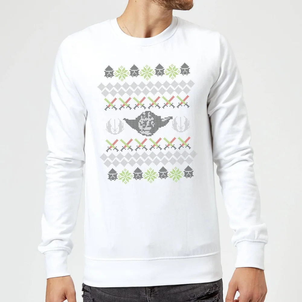 Star Wars Yoda Christmas Knit White Christmas Jumper - S Image 1