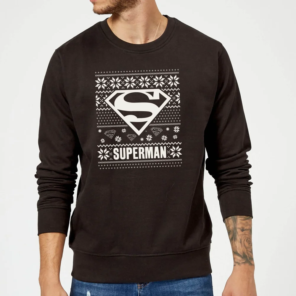 DC Superman Christmas Knit Logo Black Christmas Jumper - S Image 1
