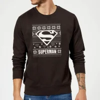 DC Superman Christmas Knit Logo Black Christmas Jumper - undefined undefined