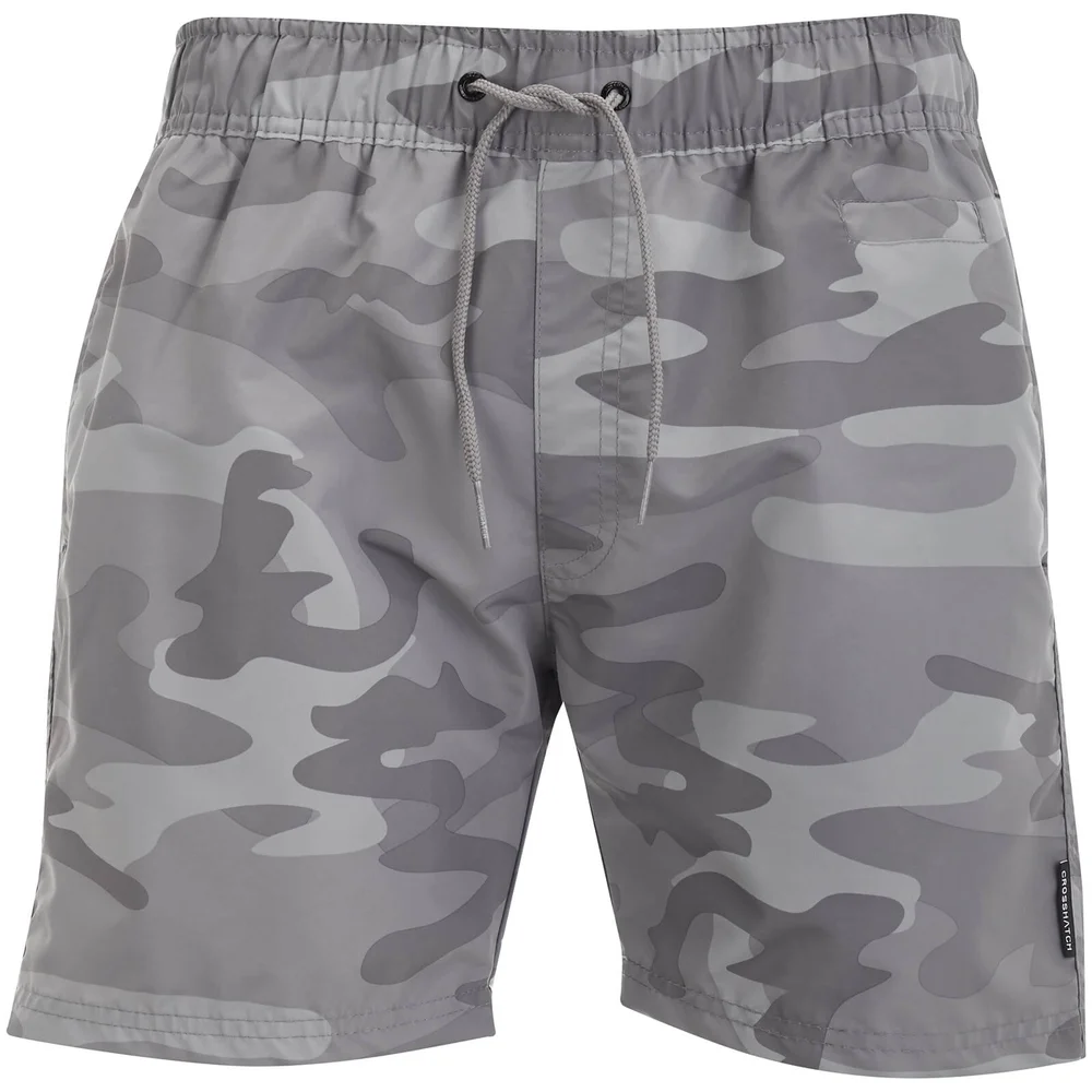 Crosshatch Men's Camo Swim Shorts - Light Grey Camo - S - Grey Image 1