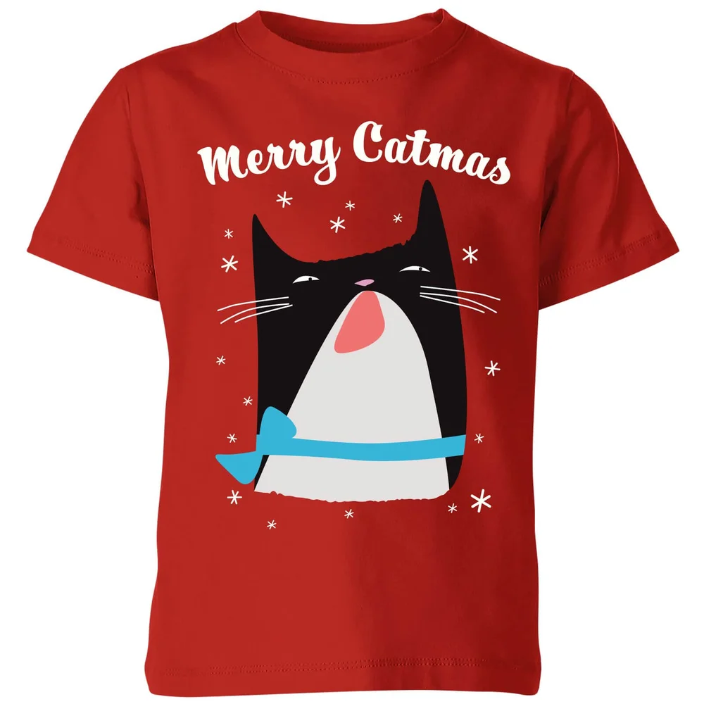 Merry Catmas Kids' T-Shirt - Red - 3-4 Years - Red Image 1