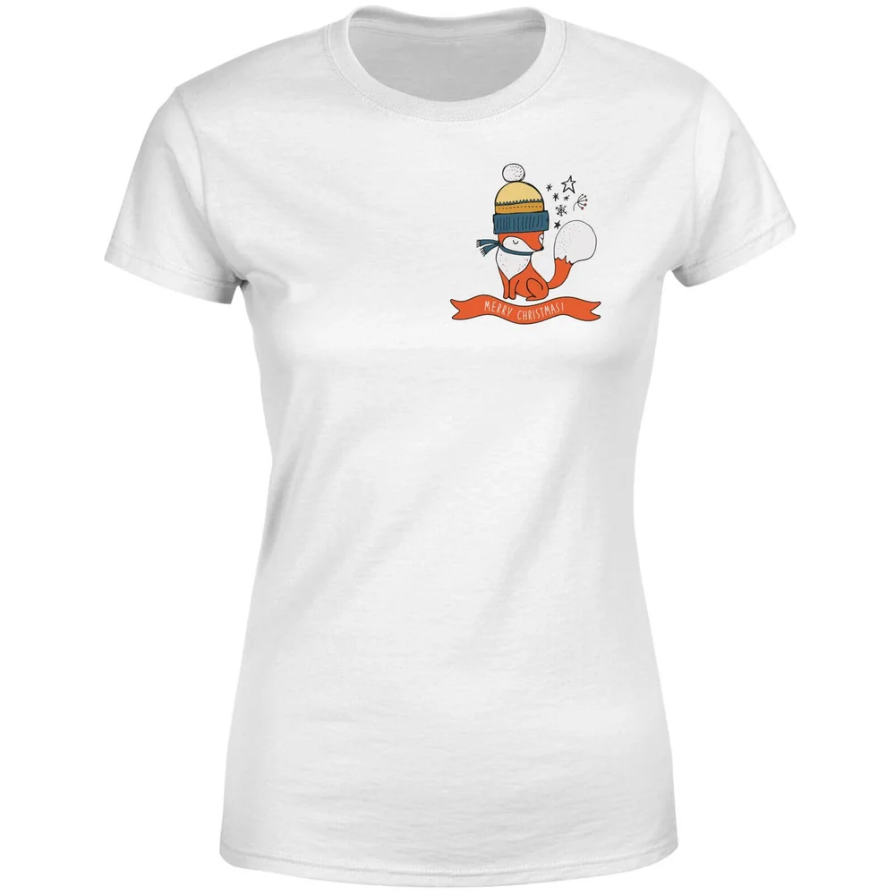 Christmas Fox Pocket Women's T-Shirt - White - S - White Image 1