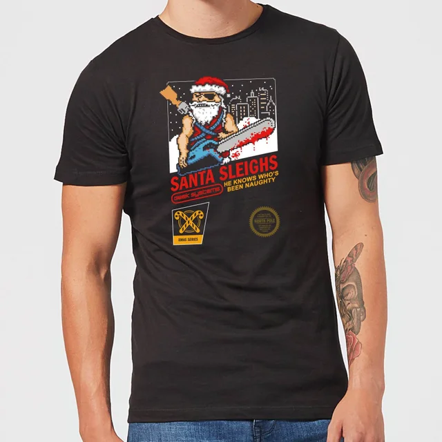 Santa Sleighs - Black T-Shirt