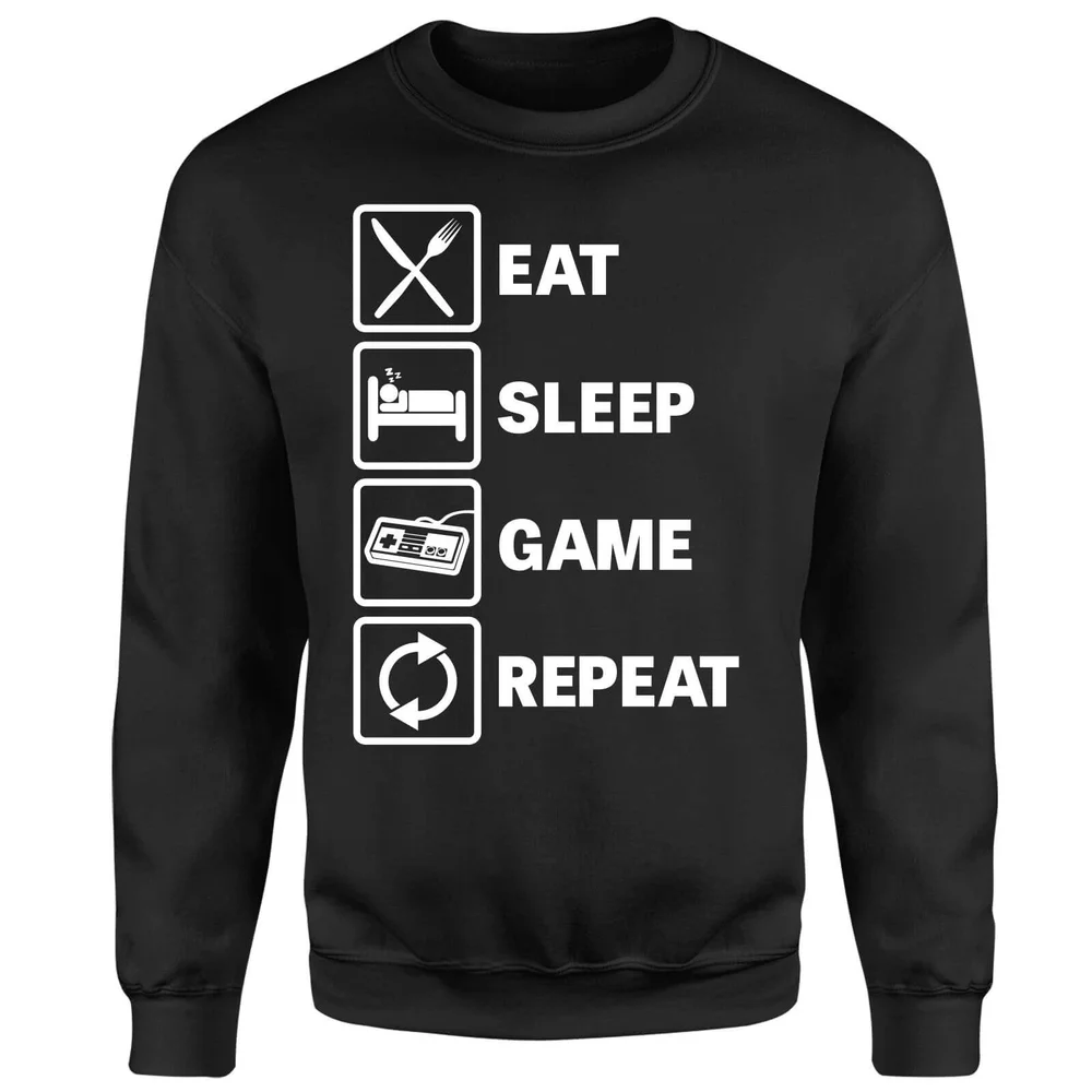 Eat Sleep Game Repeat Sweatshirt - Black - S Image 1