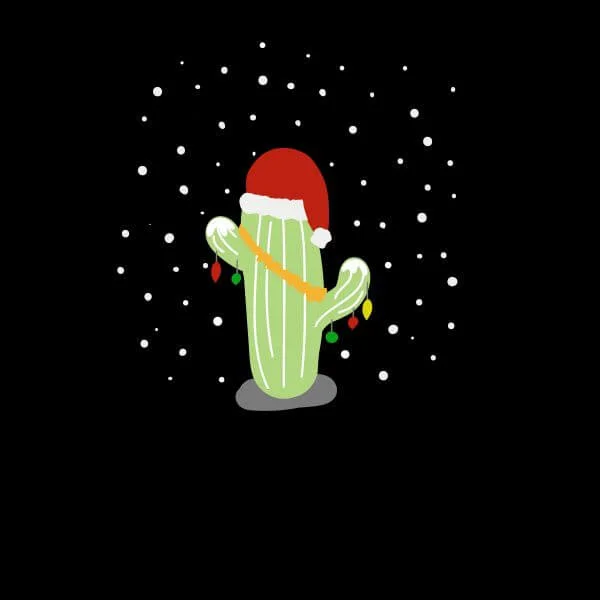 Cactus Santa Hat Women's T-Shirt - Black