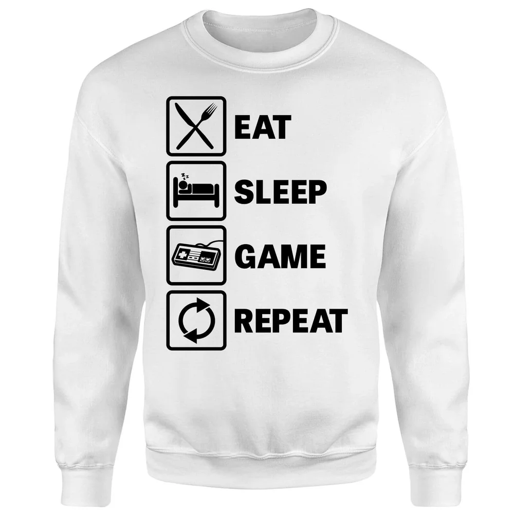 Eat Sleep Game Repeat Sweatshirt - White - S - White Image 1