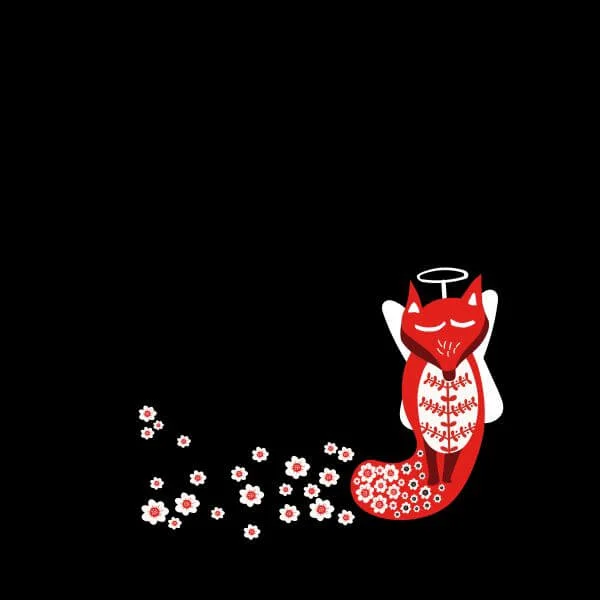 Flower Fox Women's T-Shirt - Black