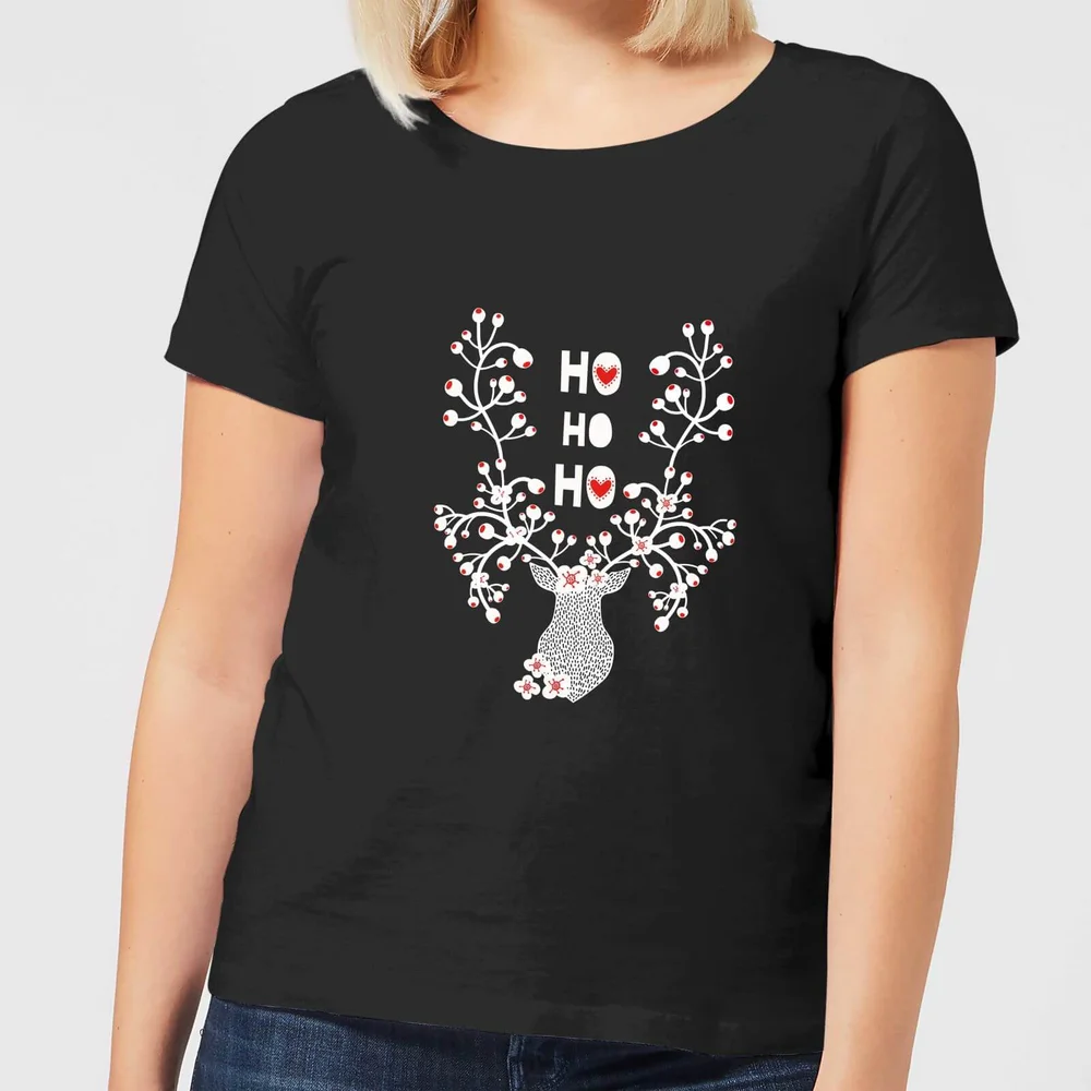 Ho Ho Ho Reindeer Women's T-Shirt - Black - 3XL Image 1