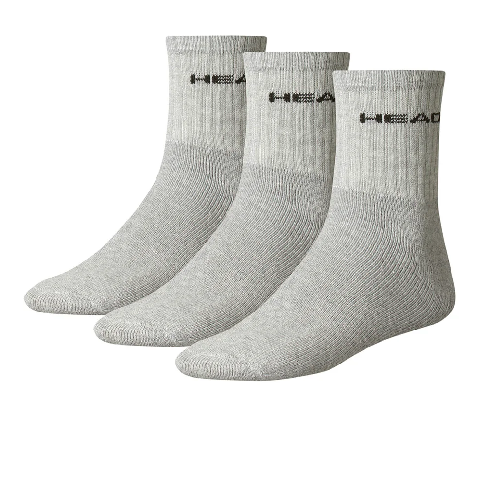 Head Men's 3 Pack Short Crew Socks - Grey - UK 6-8 - Grey Image 1