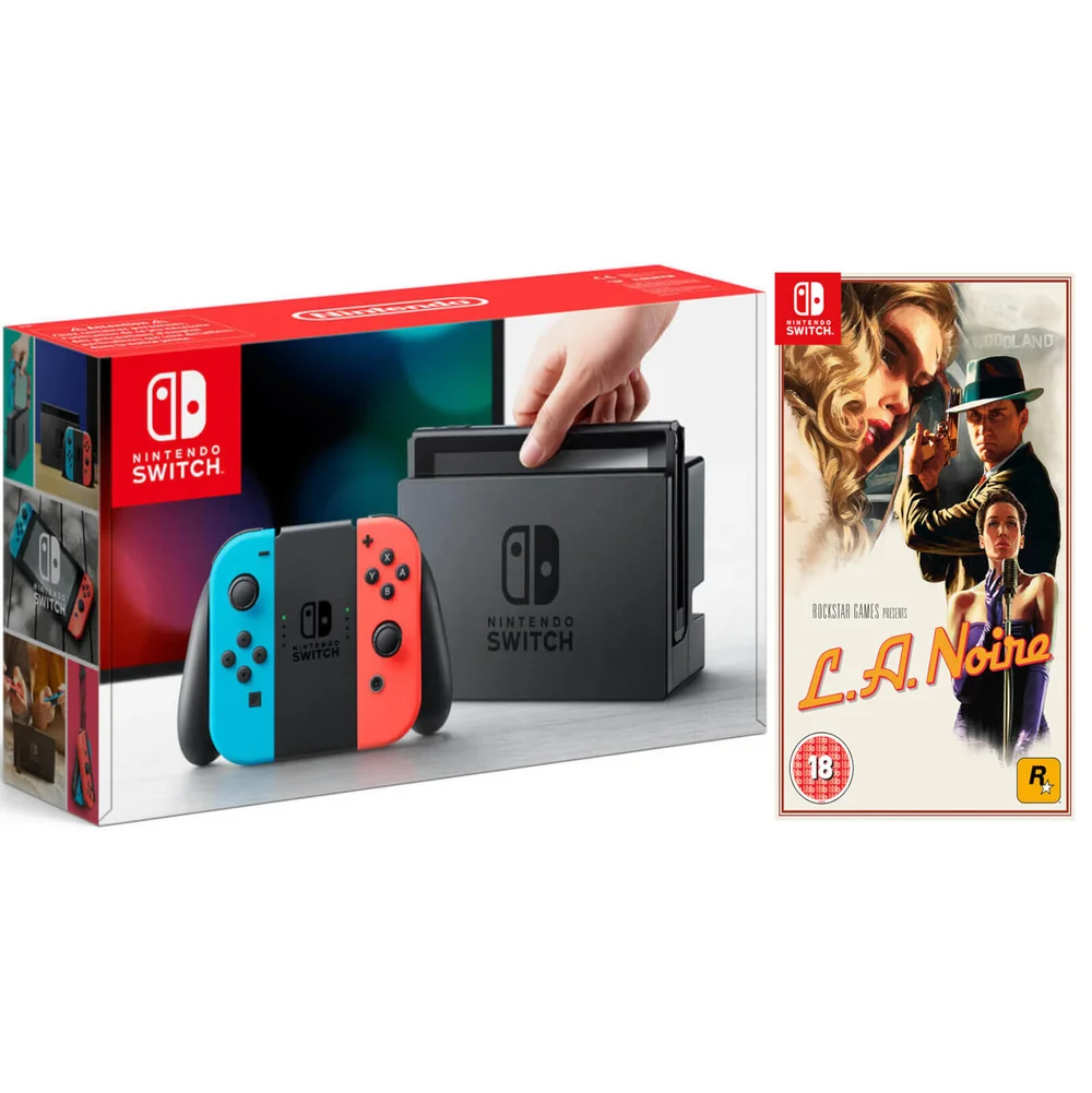 Nintendo Switch Console With Neon Red/Neon Blue Joy-Con & LA Noire Remastered Image 1