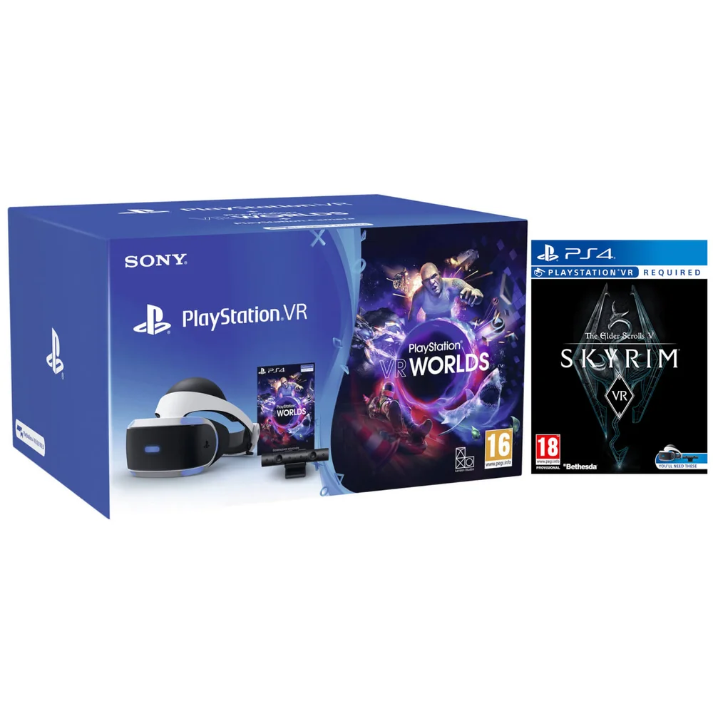 Sony PS VR with VR Worlds Mega Starter Bundle with The Elder Scrolls V: Skyrim VR Image 1